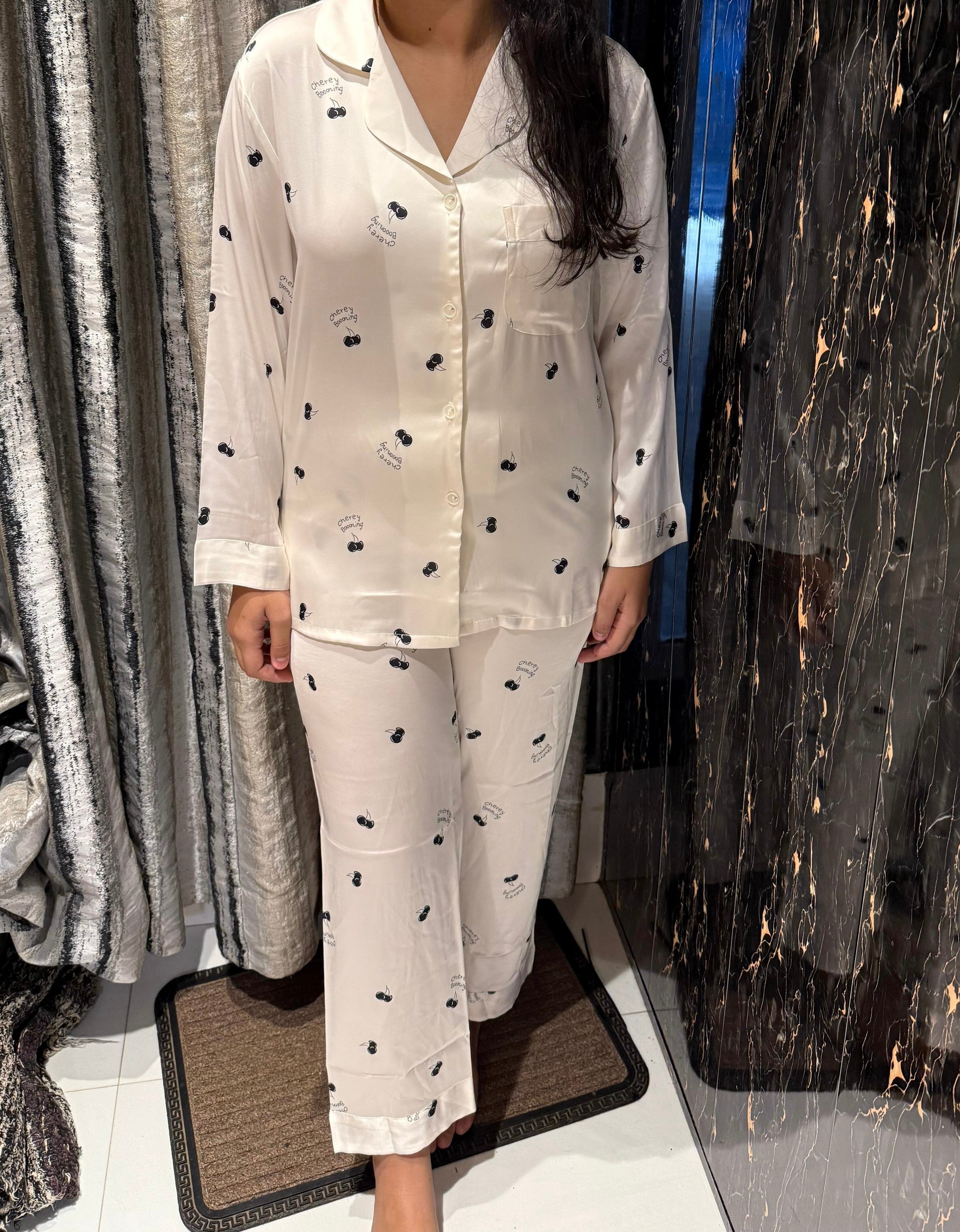 Black And White Cherry Nighsuit