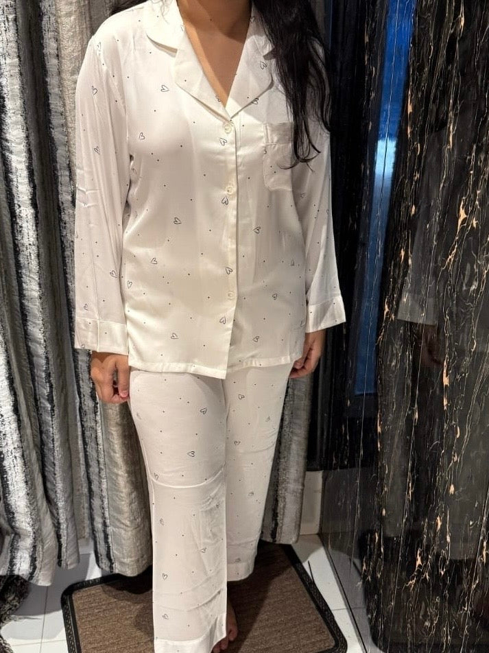Black Hearts Printed Nightsuit