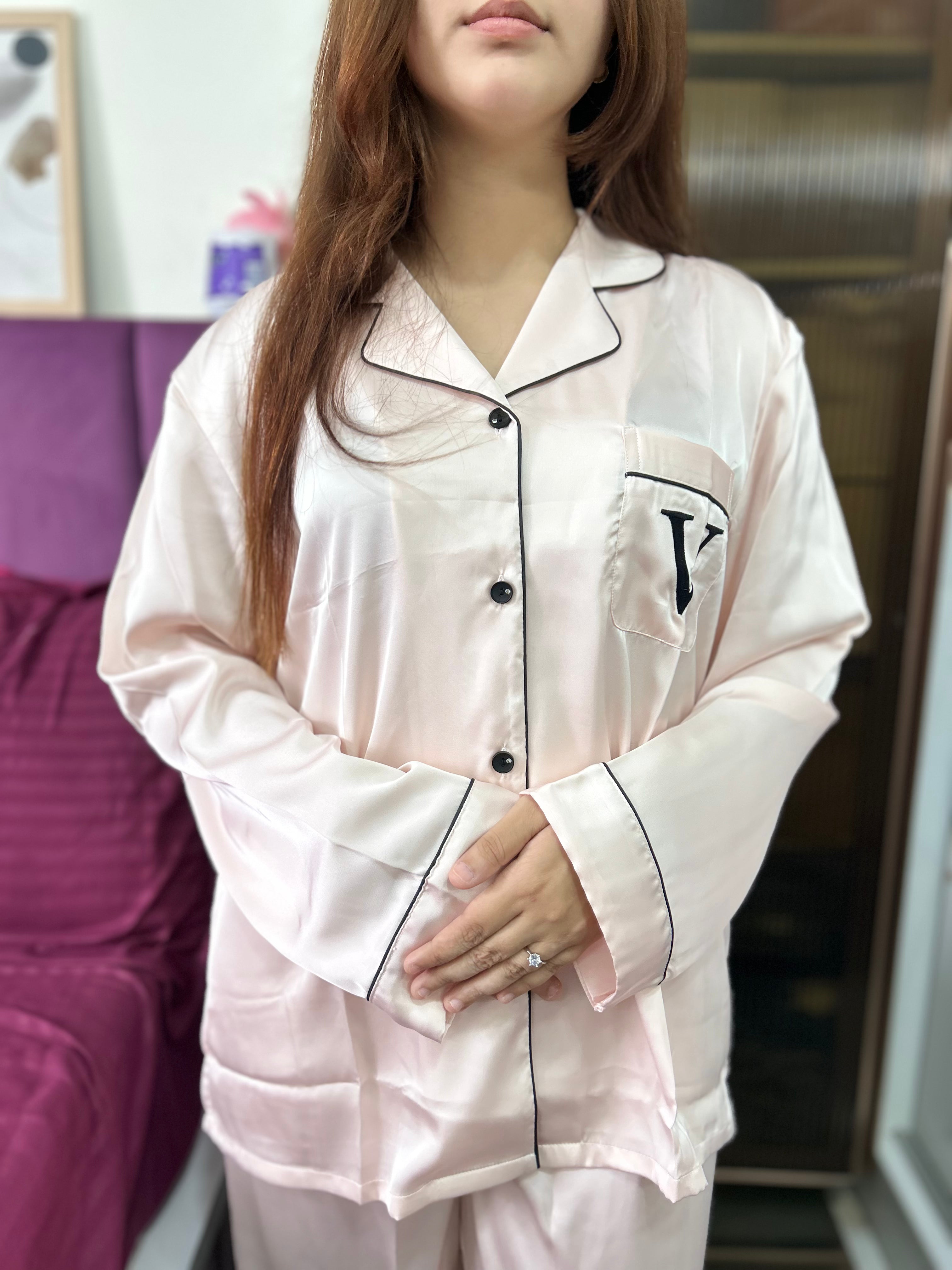 Light Pink Premium Silk Nighsuit