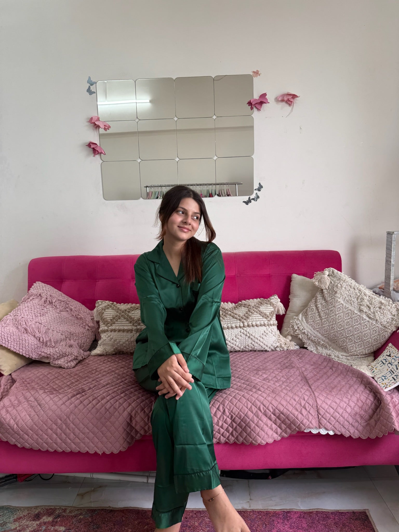 Green Premium Silk Nightsuit