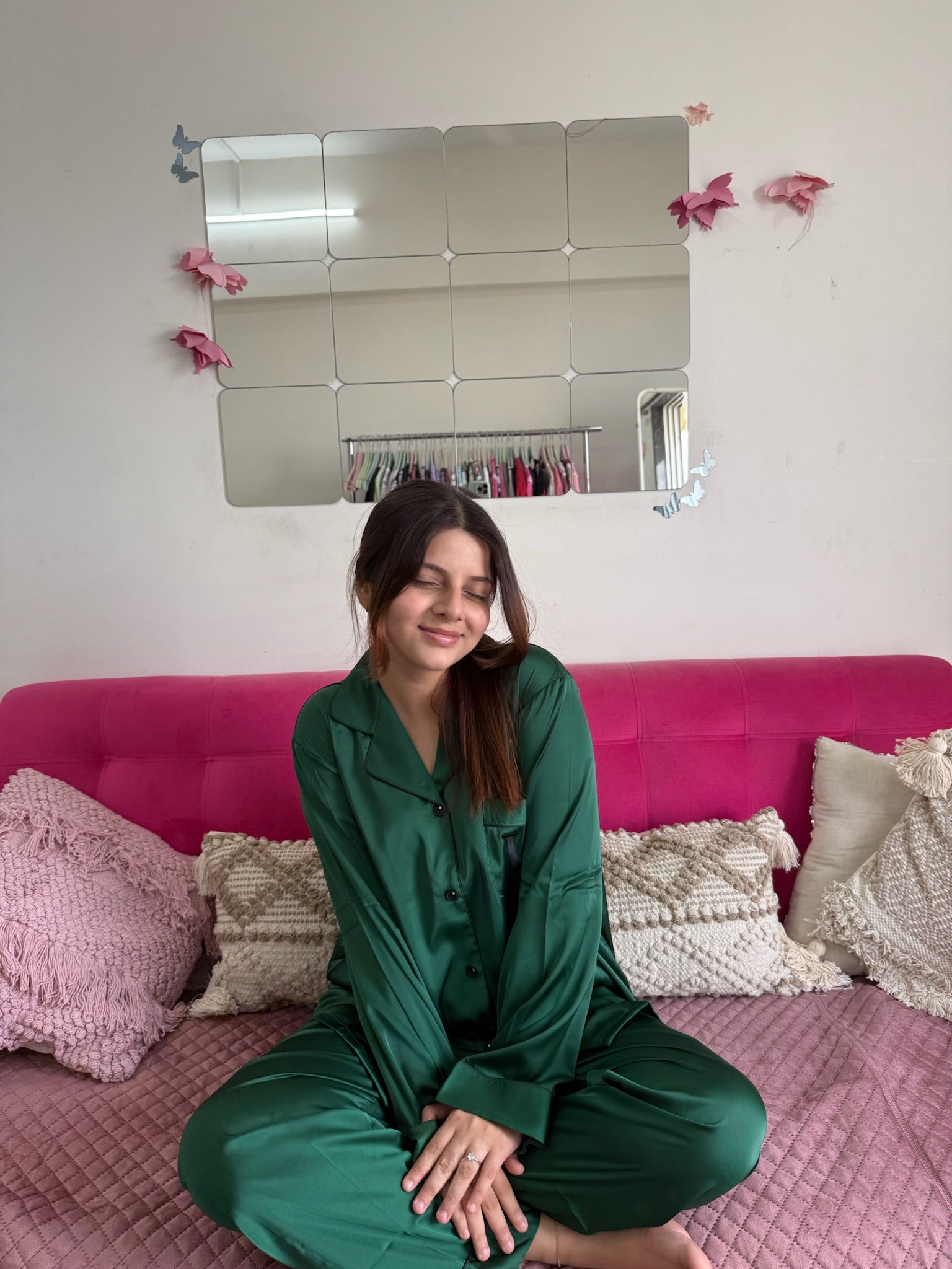 Green Premium Silk Nightsuit