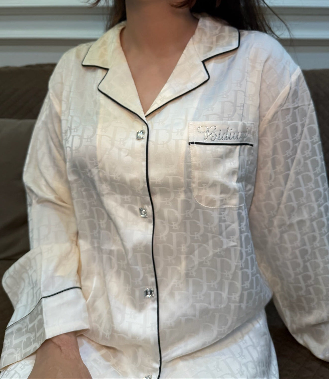 Off White Dior Silk Nightsuit
