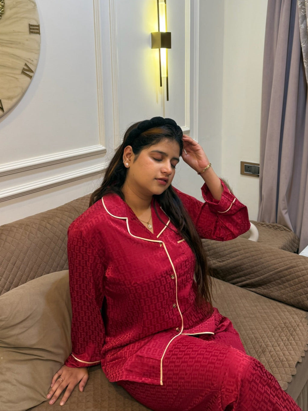 Red Gucci Silk Nightsuit