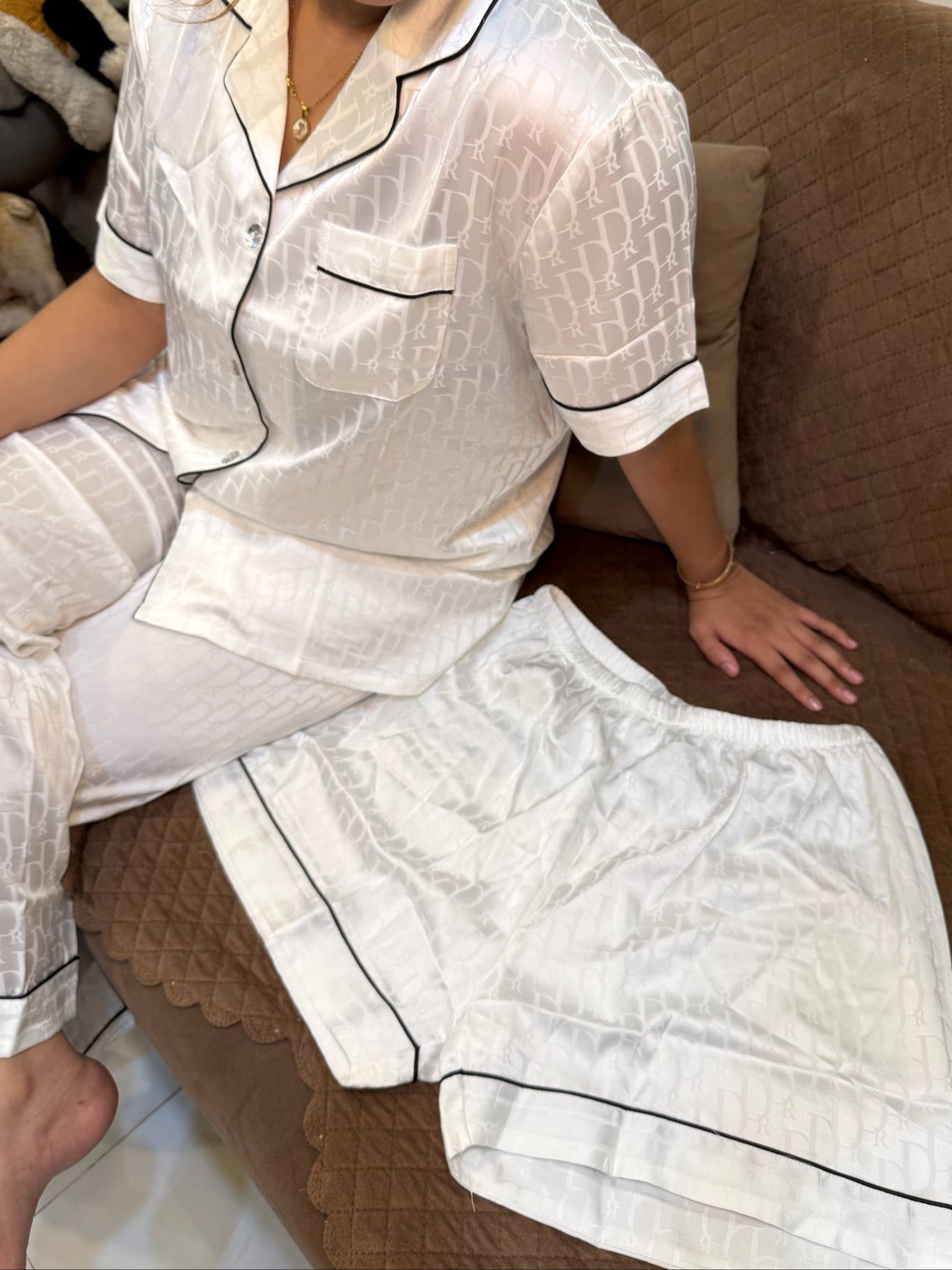 Dior Silk Nightsuit 3 Piece Set