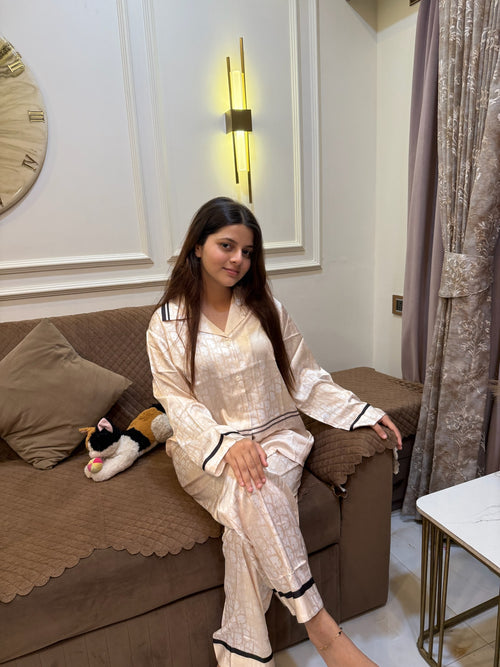 Beige Dior Silk Nightsuit